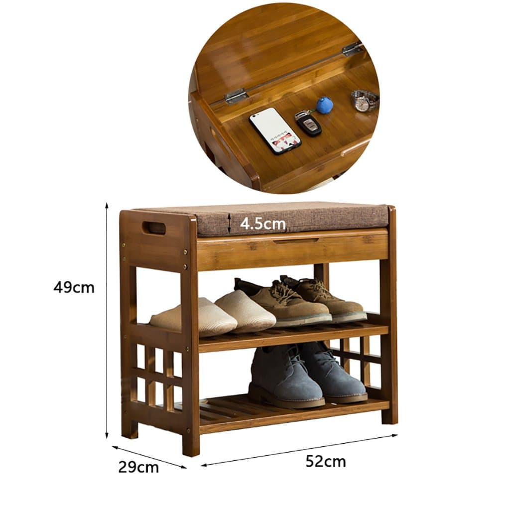 Xiegui Shoe Rack European shoe stool bamboo shoe rack wood test shoes modern minimalist shoes stool storage storage stool Solid wood shoe rack (Size : 50cm)