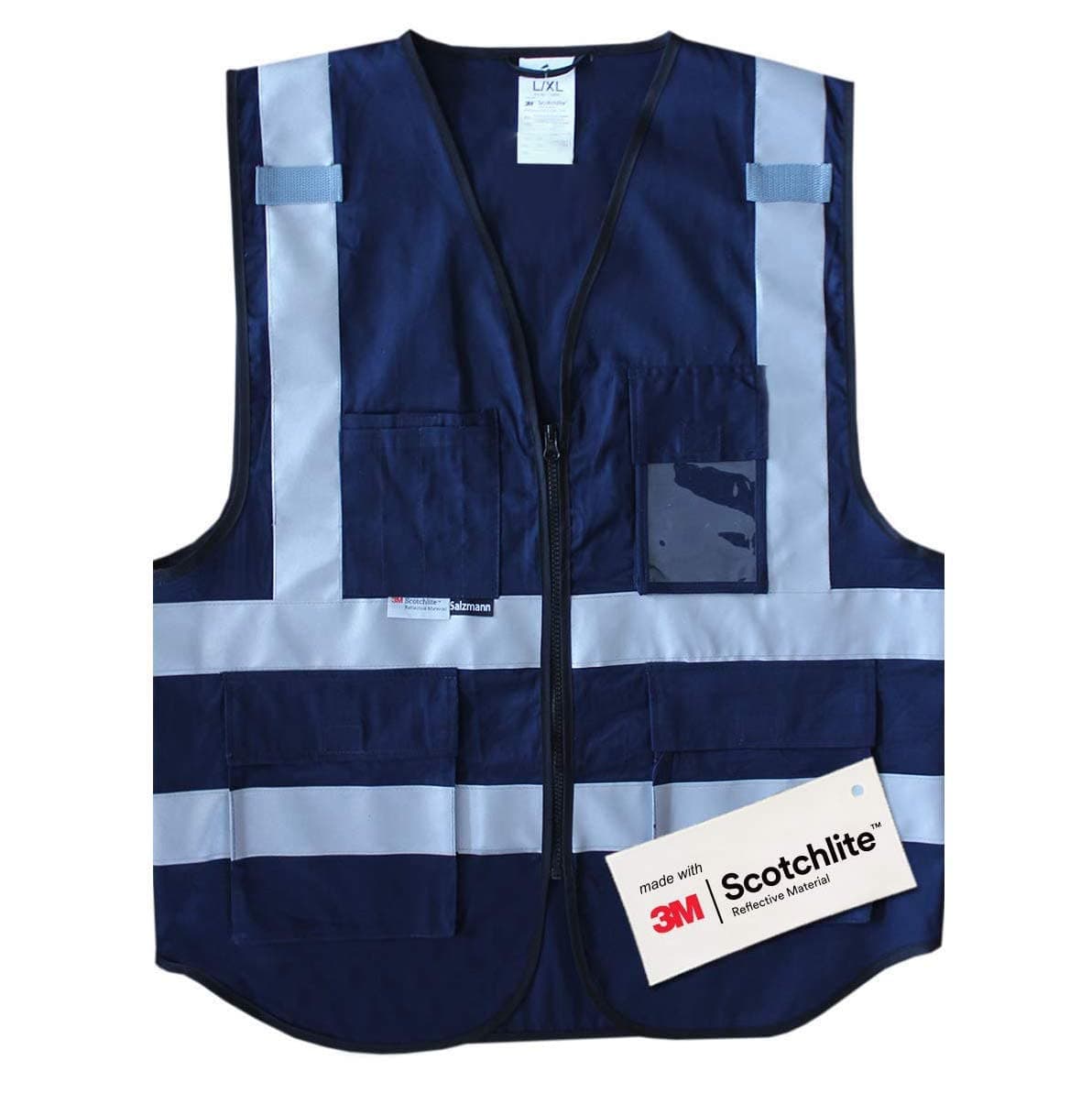 Salzmann 3M Multi-Pocket Working Vest - Reflective Vest made from 100% Cotton - Made with 3M Reflective Material
