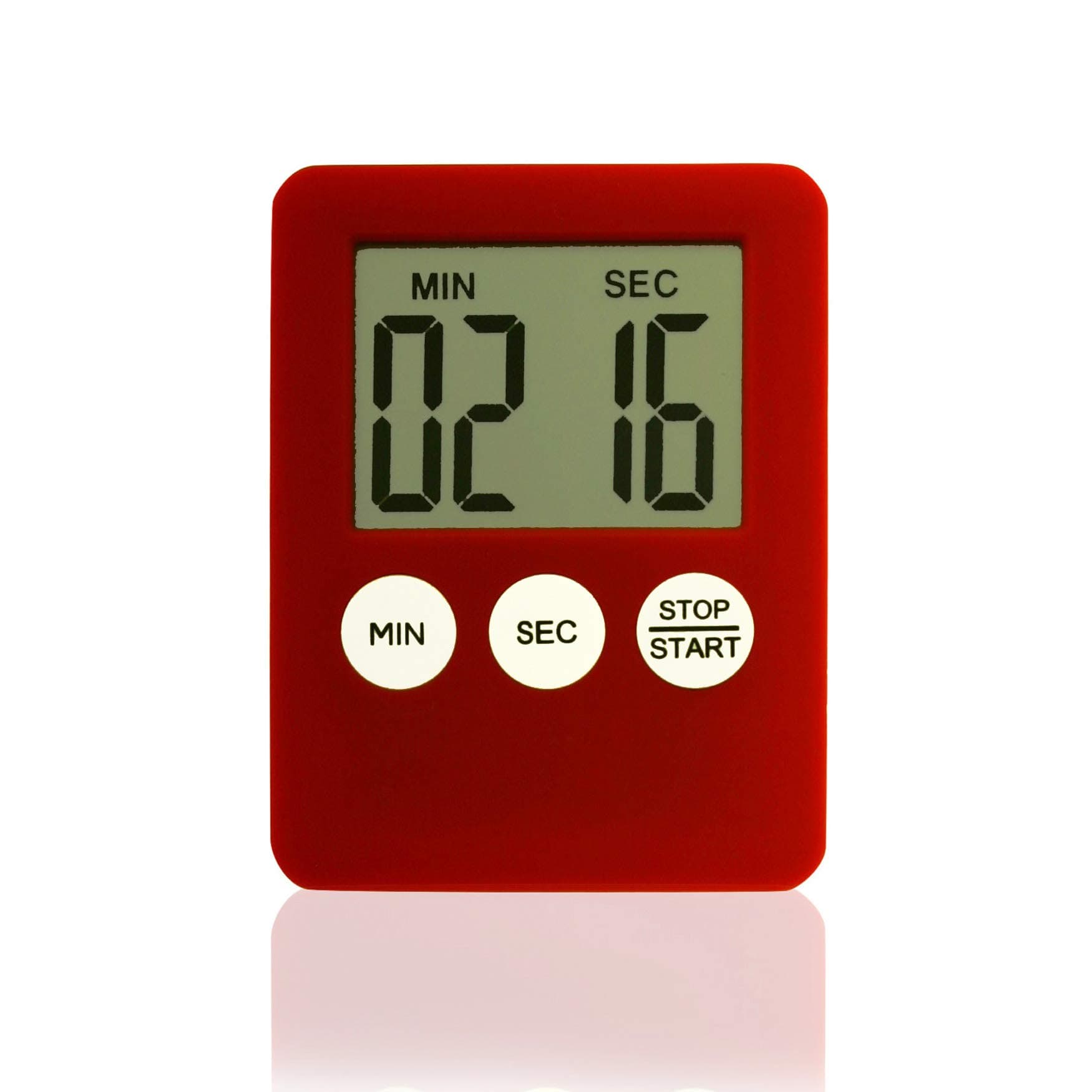 JSG Accessories Small Magnetic Kitchen  Timer  Digital Cooking  Timer  Countdown Large LCD Screen in Red