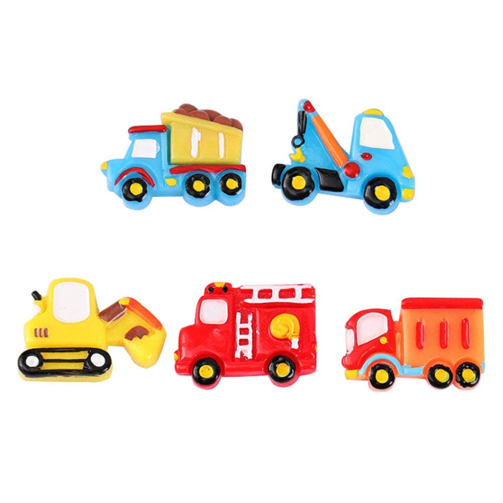 XQingmei 30 Pcs Truck Resin Flatback Charms, Construction Theme Resin Charms, DIY Craft Supplies for Slime Making, Phone Case and Scrapbook Decoration