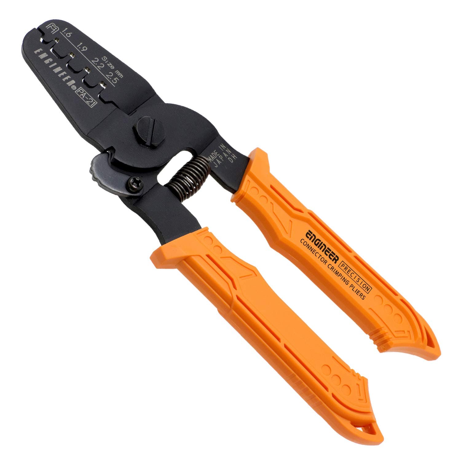 PA-21 Open-Barrel Crimping Pliers Featuring Higher Crimp Lug Height Capability, Perfect Results on Molex Mini-Fit Jr. + Other Long Wing Type of Insulation Barrels (lugs),Orange,175 mm