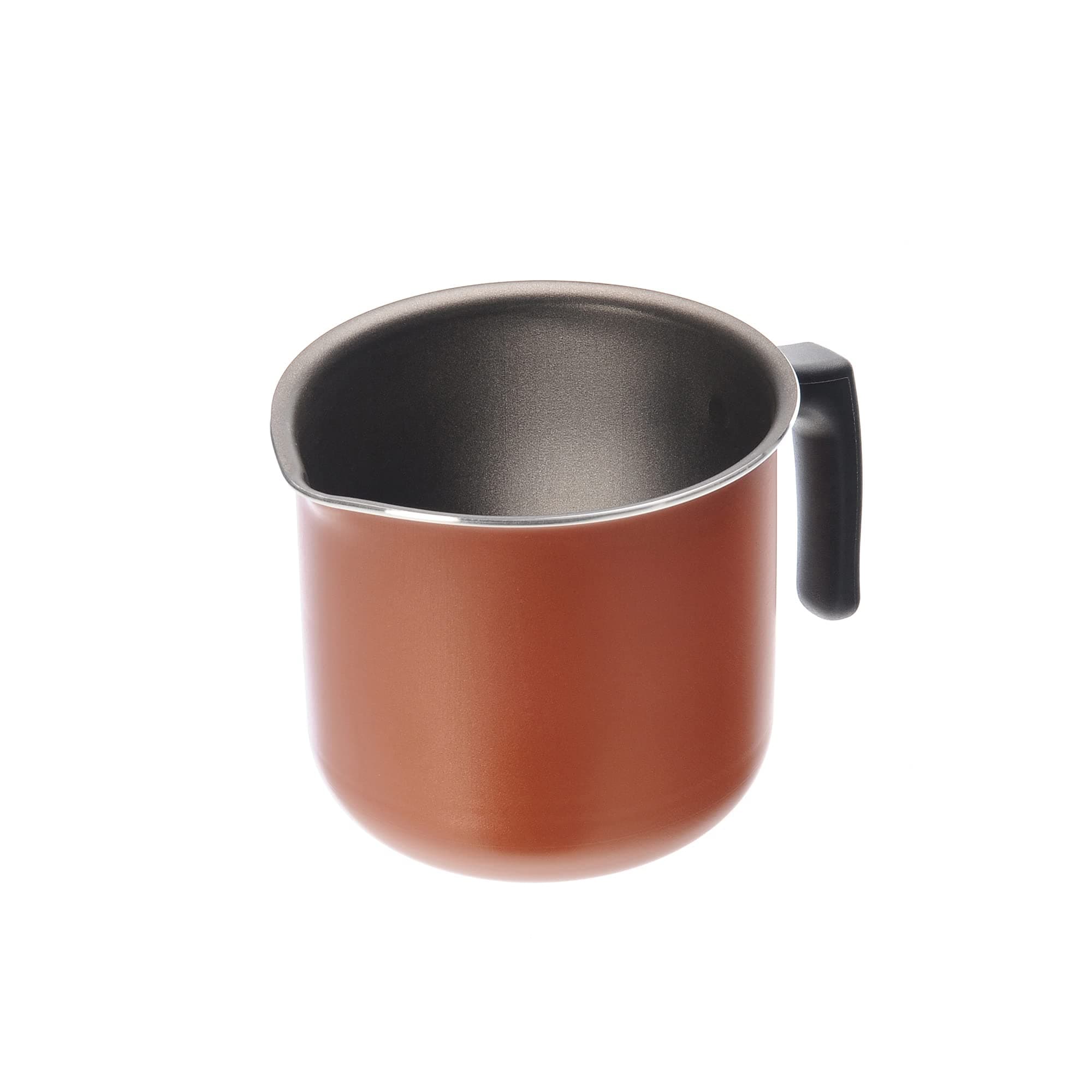 Alluflon Zecchino Nonstick Milk Pot with Spout. 10 cm Diameter, 1 Handle, Aluminium, Orange