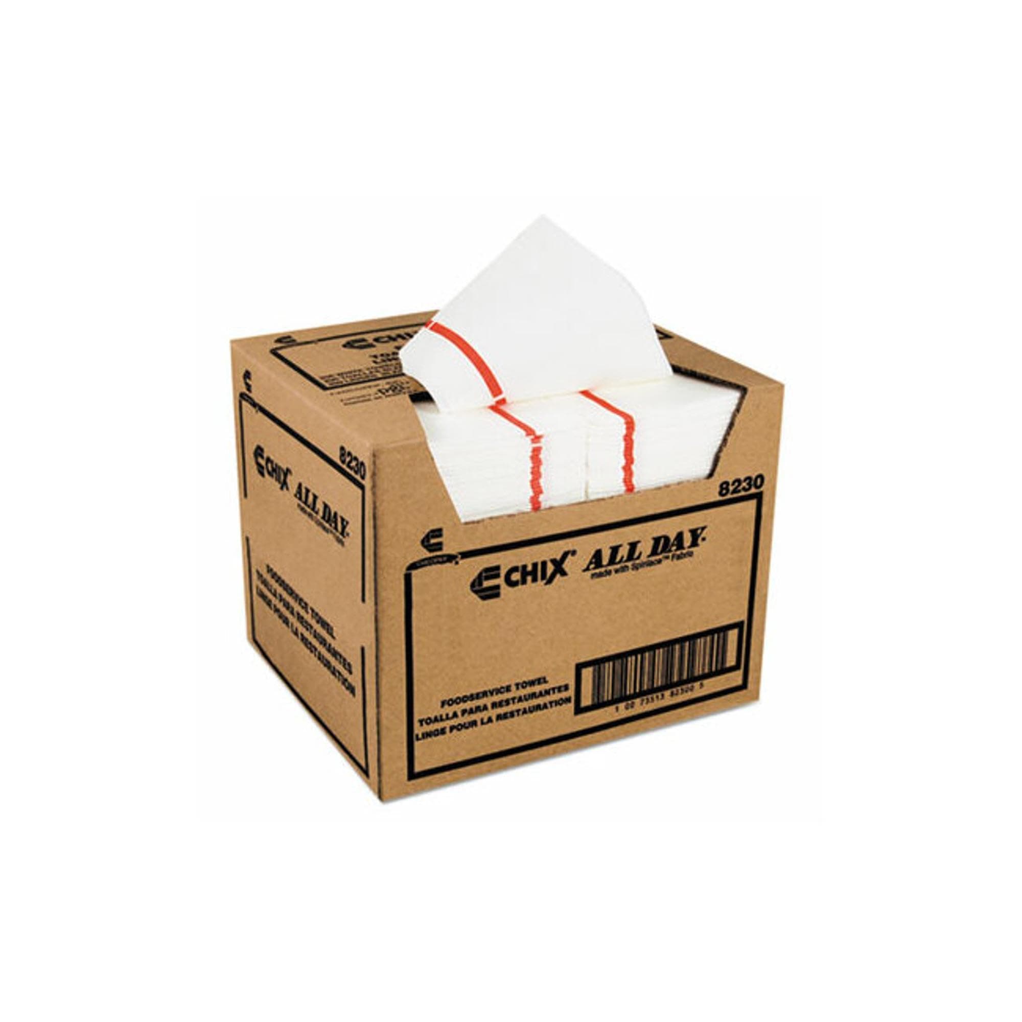 Chicopee 8230 21" Length x 12" Width, White with Red Print, Chix All Day Lightweight Towel (Case of 200)