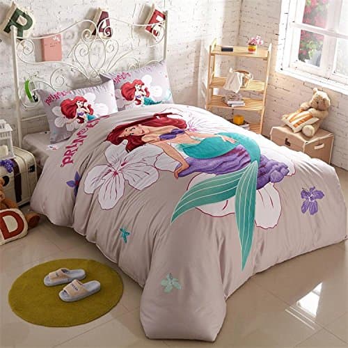 Cooperation Home Textiles, Beautiful Mermaid Princess Bedding Set, Cartoon Duvet Cover Set, Children Bedding Set, Queen Size, 4pc