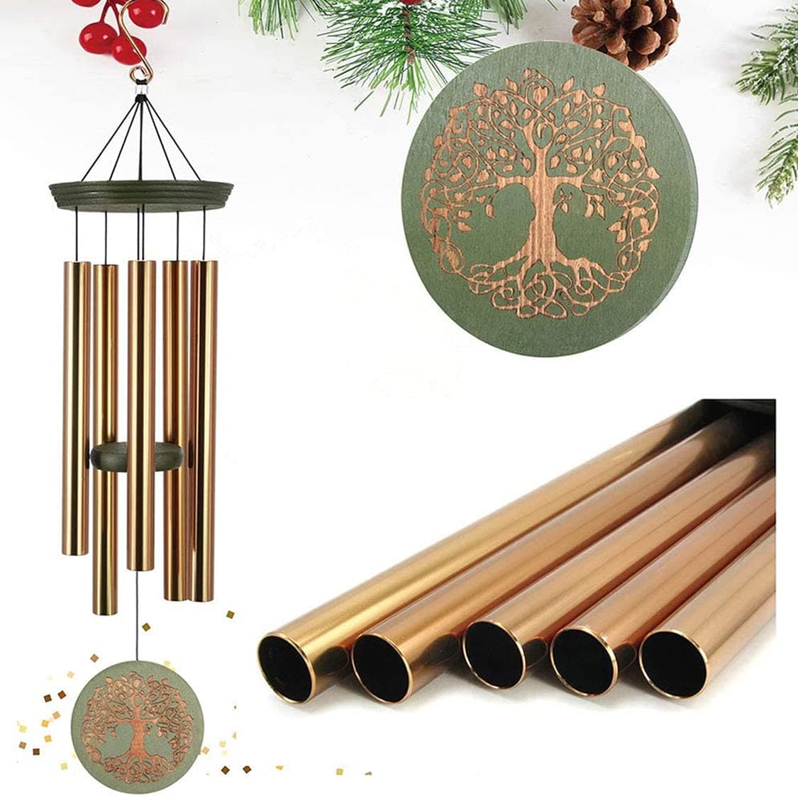 ASTARIN Wind Chimes Outdoor Deep Tone,36â€ÂLarge Memorial Windchimes Amazing Grace with 5 Tuned Metal Tubes,Sympathy Wind Chimes Gifts for Garden Home Yard Hanging Decor,Tree of Life