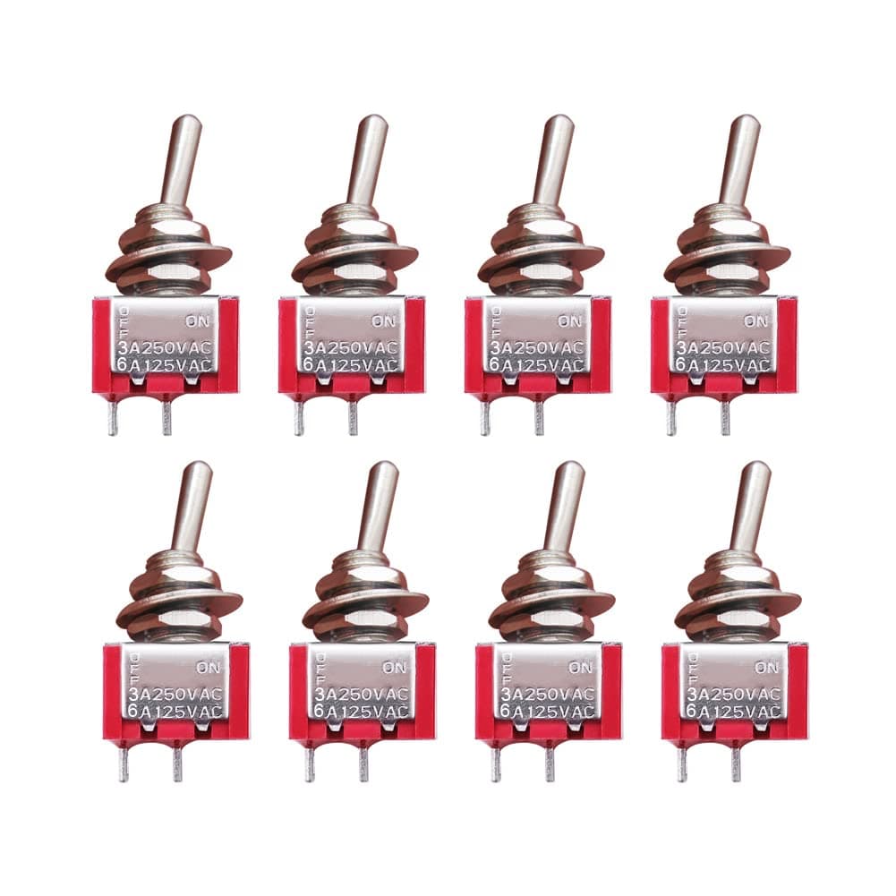 mxuteuk 8pcs SPST Mini Toggle Switch Miniature ON/Off Switch 2 Terminal 2 Position 6A 125V 3A 250V for DIY Car Dash Dashboard Electronic Equipment MTS-101