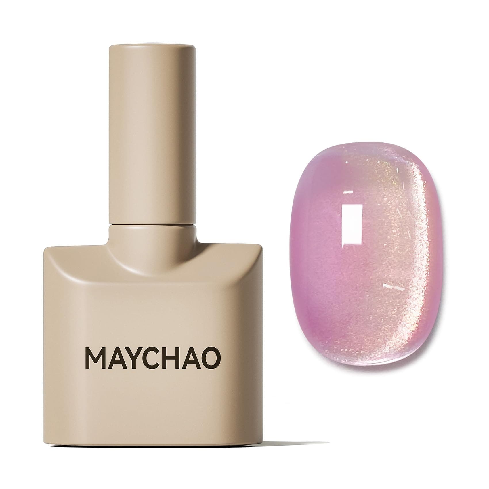 MAYCHAO 15ML Golden Amethyst Cat Eye Gel Nail Polish 1Pc Velvet Mirage Cat Eye Gel Polish Soak off Holographic Magnetic Nail Polish for Nail Art Manicure Salon DIY at Home, 0.5 OZ