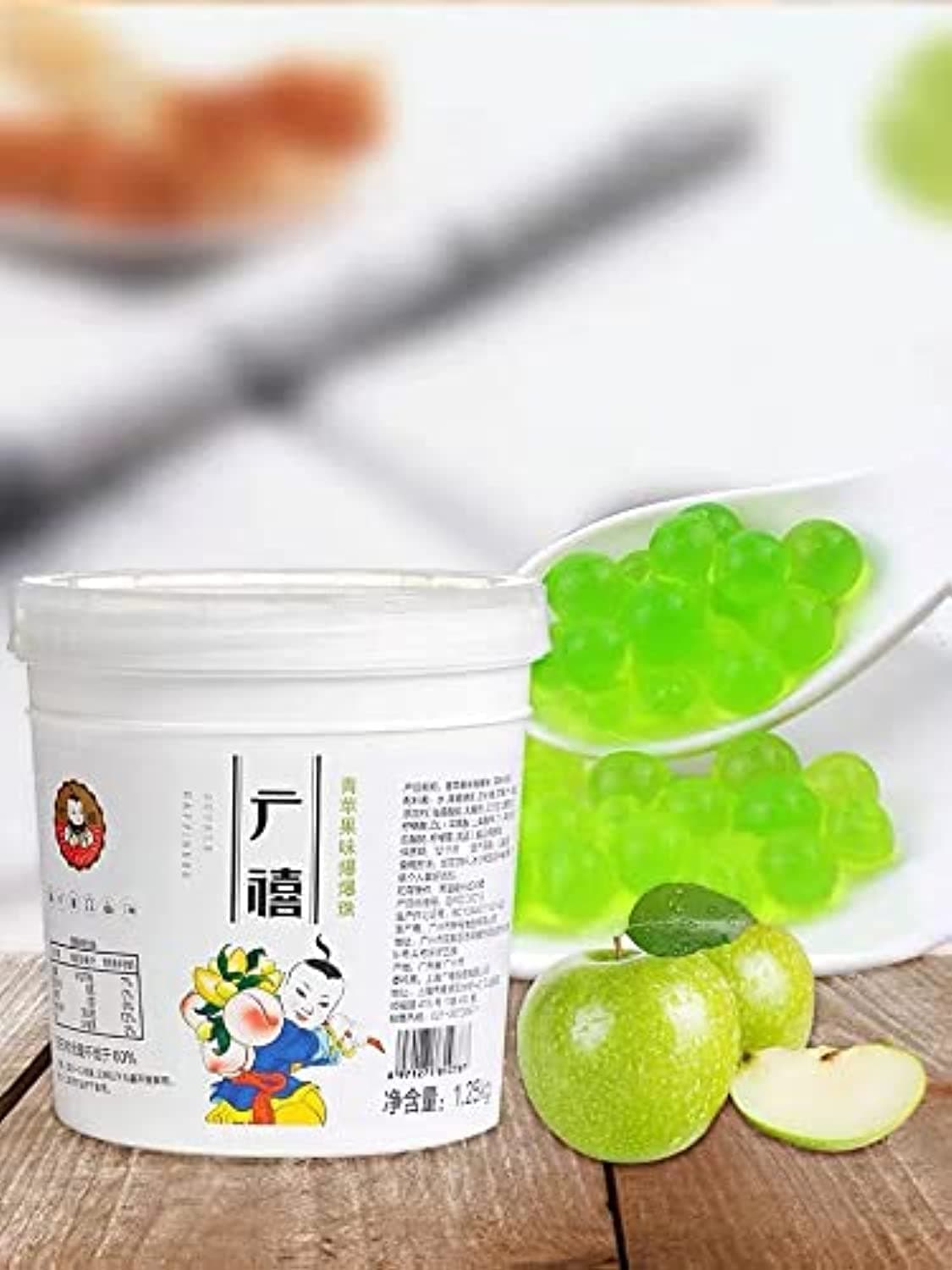 Popping Boba, green apple flavor, 1.25kg, drinks and desserts, milk boba tea shop special raw materials