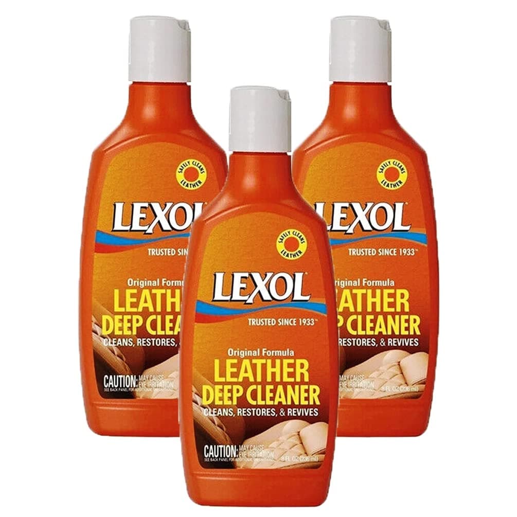 3 x Lexol Deep Leather Cleaner | Professional Cleaning Solution | Cleans, Restores & Revives Clothing, Automotive Interior, Furniture, Upholstery, Luggage, Shoes & More | 3 x 236ml
