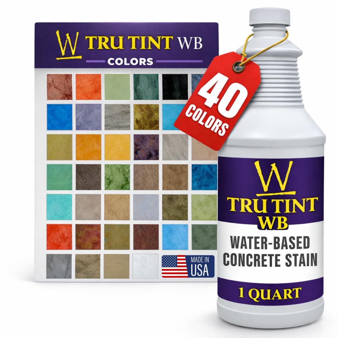 | Water-Based Concrete Stain Tru Tint (Bluestone) 1 QUART - Professional Grade, Eco-Friendly, Safe & Easy to Use (40 Colors Available) Also for Pavers, Natural Stone, Cement, Vertical