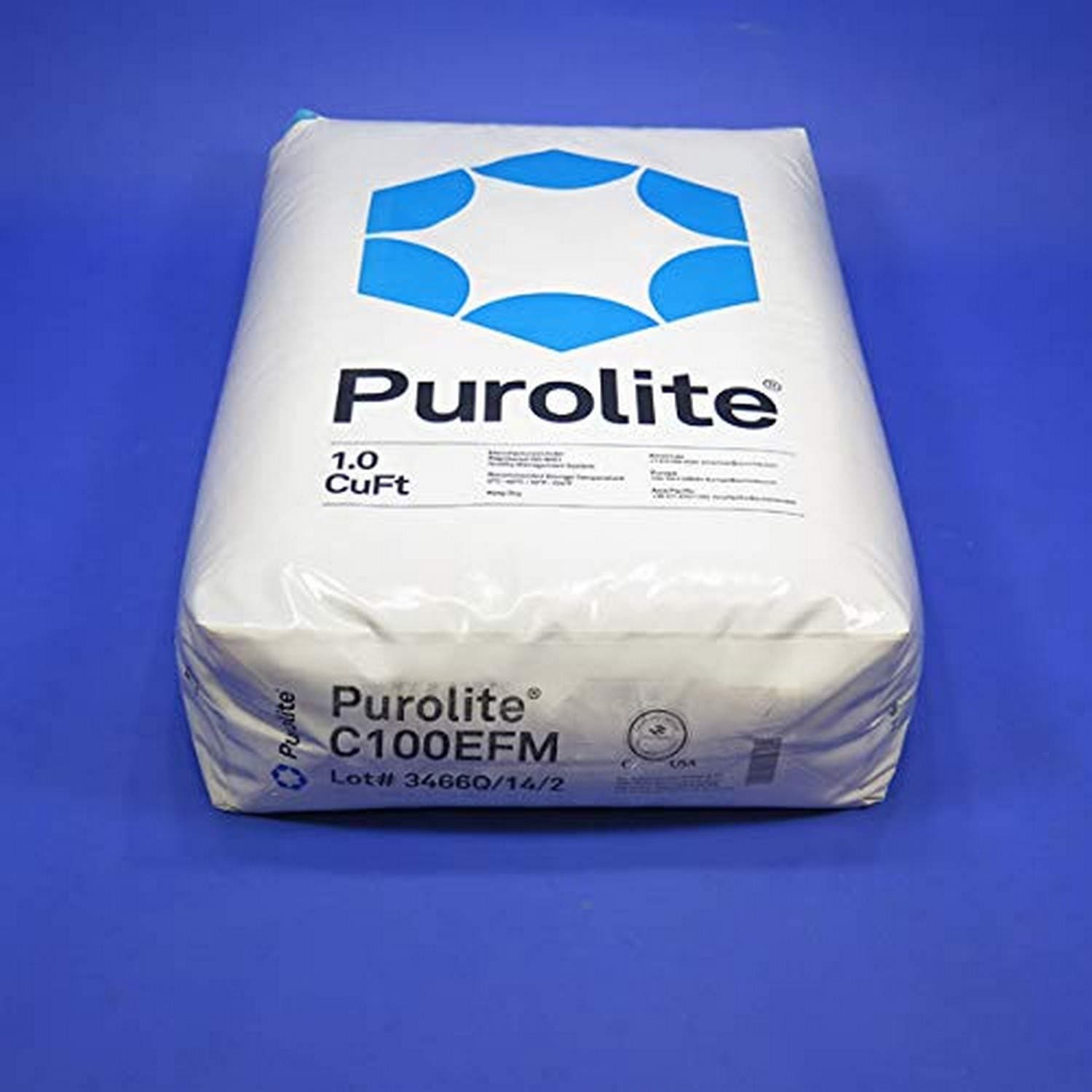 Purolite C100EFM Fine Mesh Water Softener Resin (50 lbs, 1 cu. ft.), Single Unit, Red