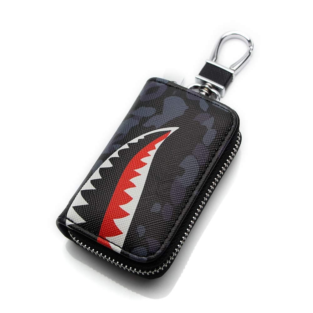 VSLIH Genuine Leather car Key Bag,Universal Key Bag Zipper Protective Cover Wallet fob, Suitable for All Kinds of car Key Bags