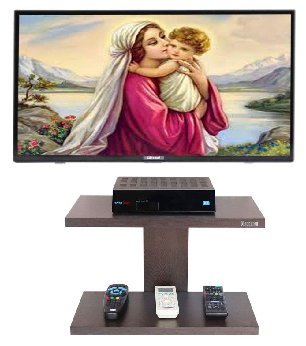 Wooden Wall Mounted Set Top Box Stand Holder Racks Tier 2 (Matte, Wenge) / Home Entertainment Tv Unit Wi-Fi Living Room Bedroom Kitchen Storage Showpiece Organiser