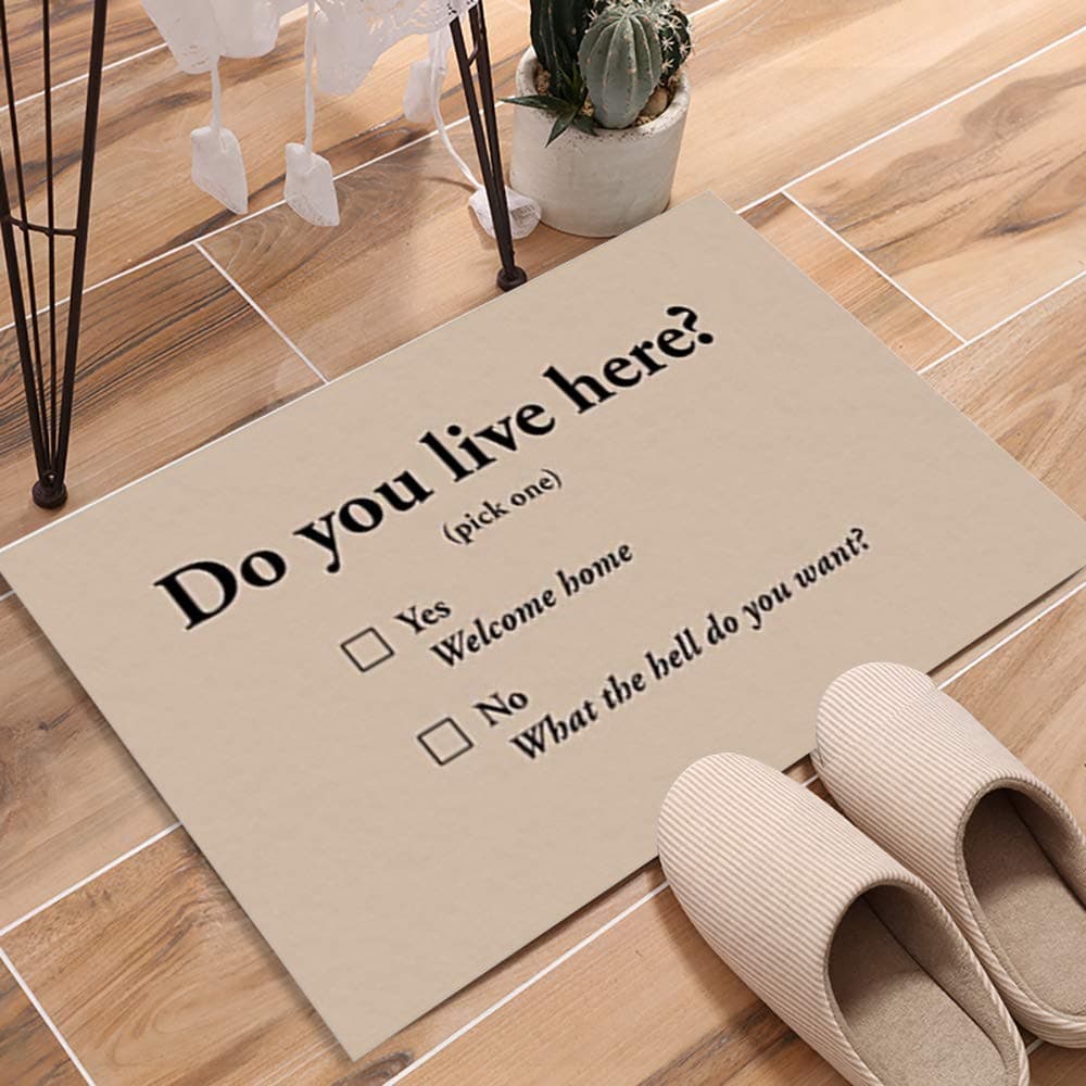 KAROLA Do You Live Here - Funny Doormat Entrance Mat Floor Rug Indoor/Outdoor/Front Door/Bathroom Mats Rubber Non Slip (23.6 L x 15.7 W)