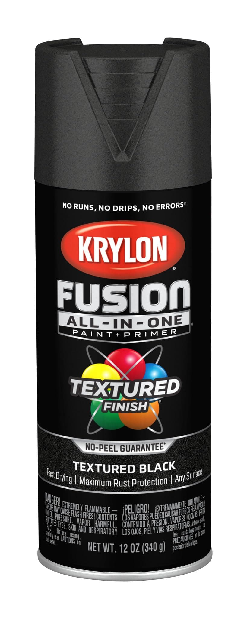 Fusion All-In-One Adhesive Spray Paint for Indoor/Outdoor Use, 12 oz, Black