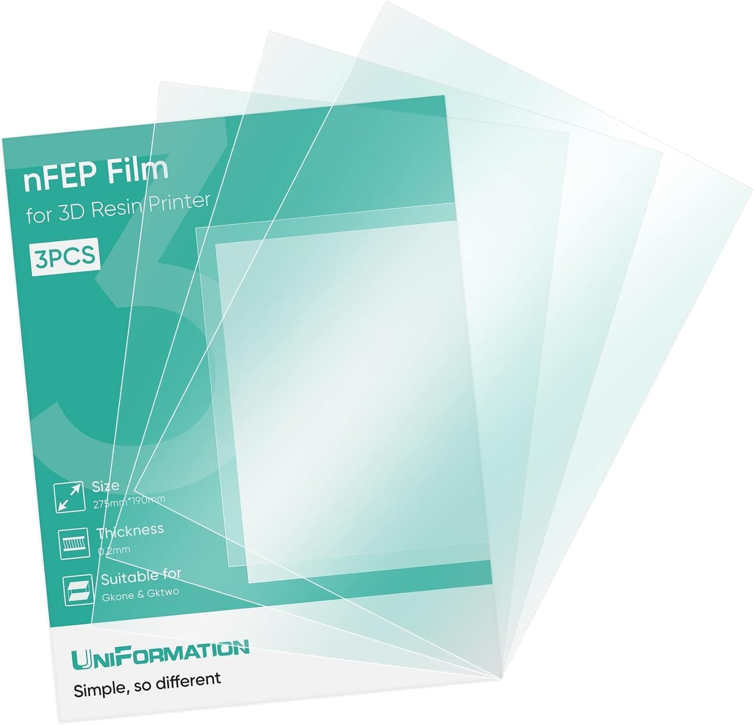 Uniformation GKtwo nFEP Film Release Films for All SLA LCD Resin Printer, 275mm*190mm*0.15 mm (3PCS)