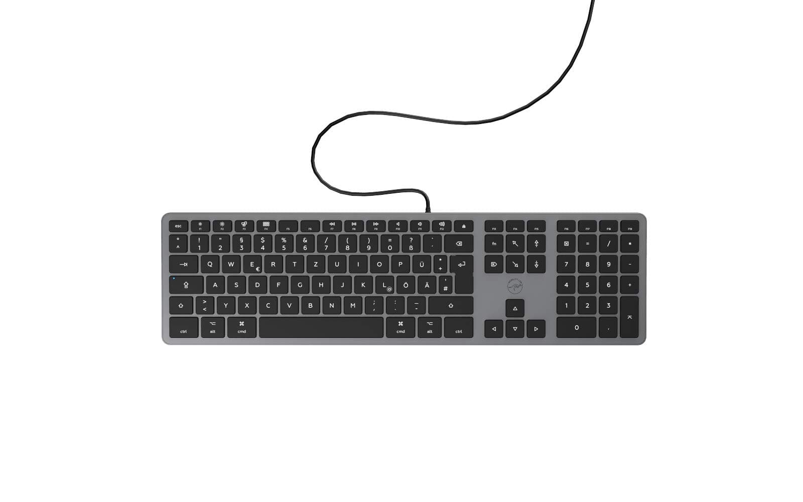 Mobility Lab ML311883 Wired Keyboard with German QWERTZ Keyboard Layout for Mac - Black/Grey
