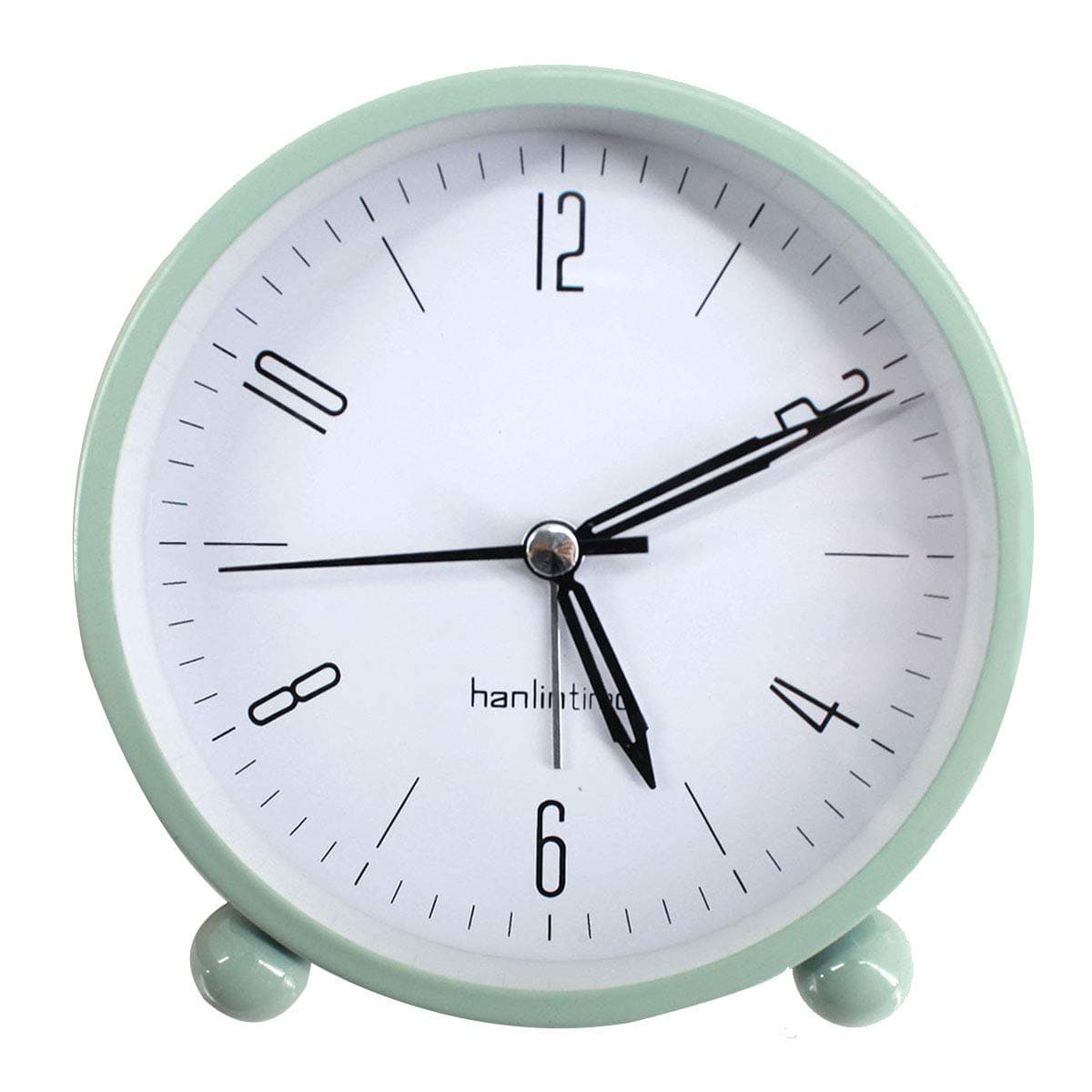 LA HAUTE 4" Round Silent Alarm Clock Non Ticking Bedside/Desk Alarm Clock Battery Powered Travel Clock with Nightlight, Green