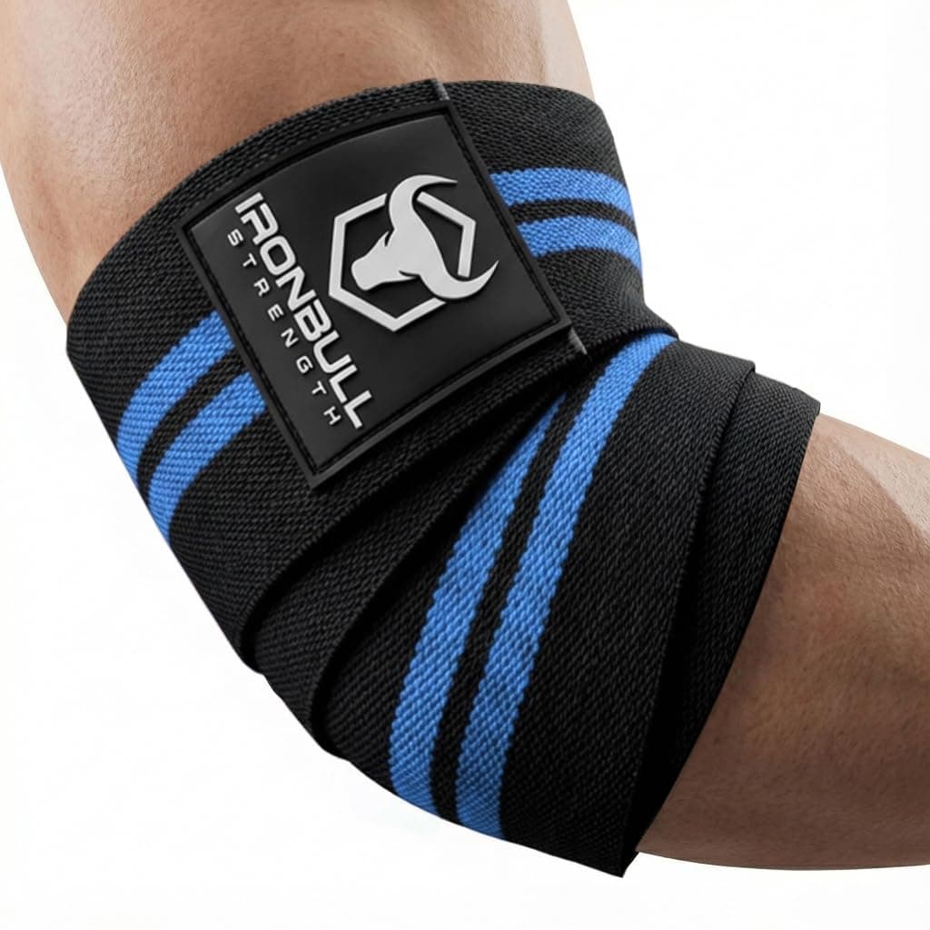 Elbow Wraps for Weightlifting (1 Pair) - 50" Elastic Elbow Braces for Weight Lifting - Elbow Support for Bench Press, Powerlifting, Fitness, & Gym Workout - Gym Elbow Straps Weightlifting - Elbow Compression Strap Brace