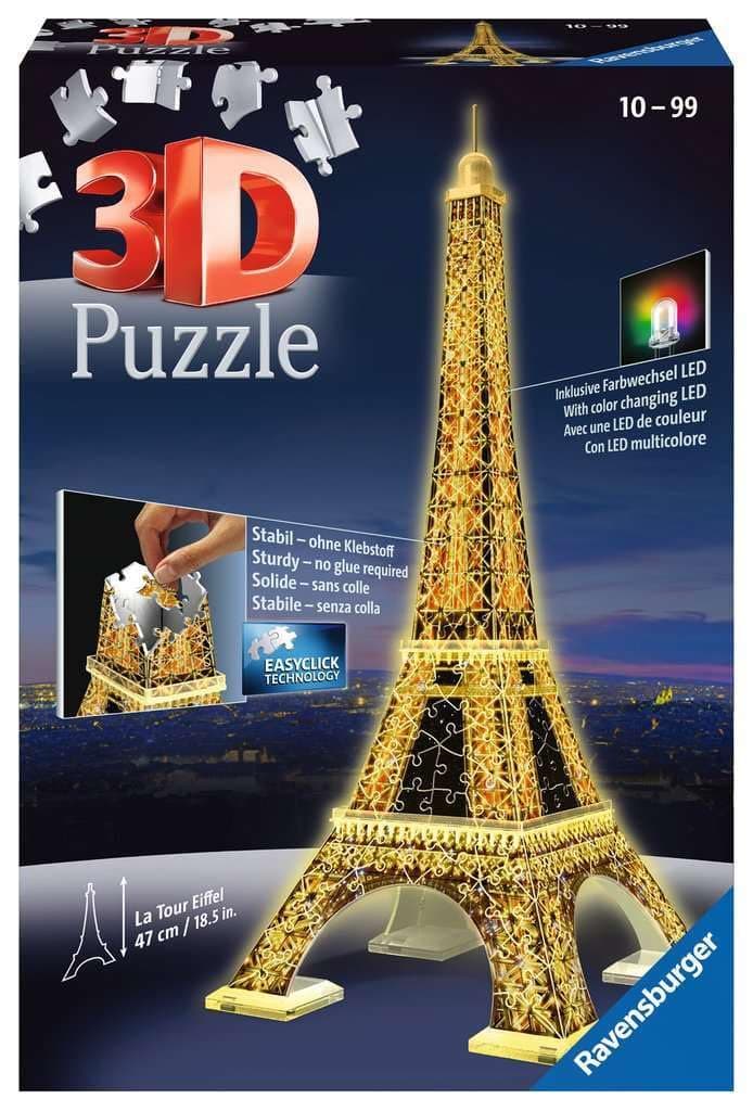 Eiffel Tower - Night Edition | 216-Piece 3D Jigsaw Puzzle for Kids and Adults | Precision Fit with Easy-Click Technology | Displayable & Durable Model | Over a Century of Quality