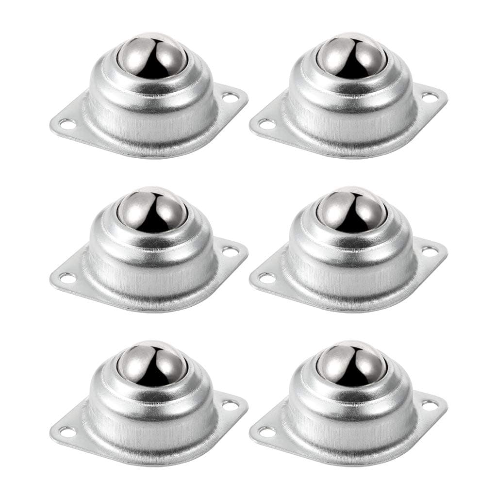 Skelang 6 Pcs 1" Rolling Ball Transfers, Universal Transfer Bearings of 400 Lbs Load Capacity, Two-Hole Flange Mounted Roller Bearings for Conveyor, Transmission, Furniture, Wheelchair