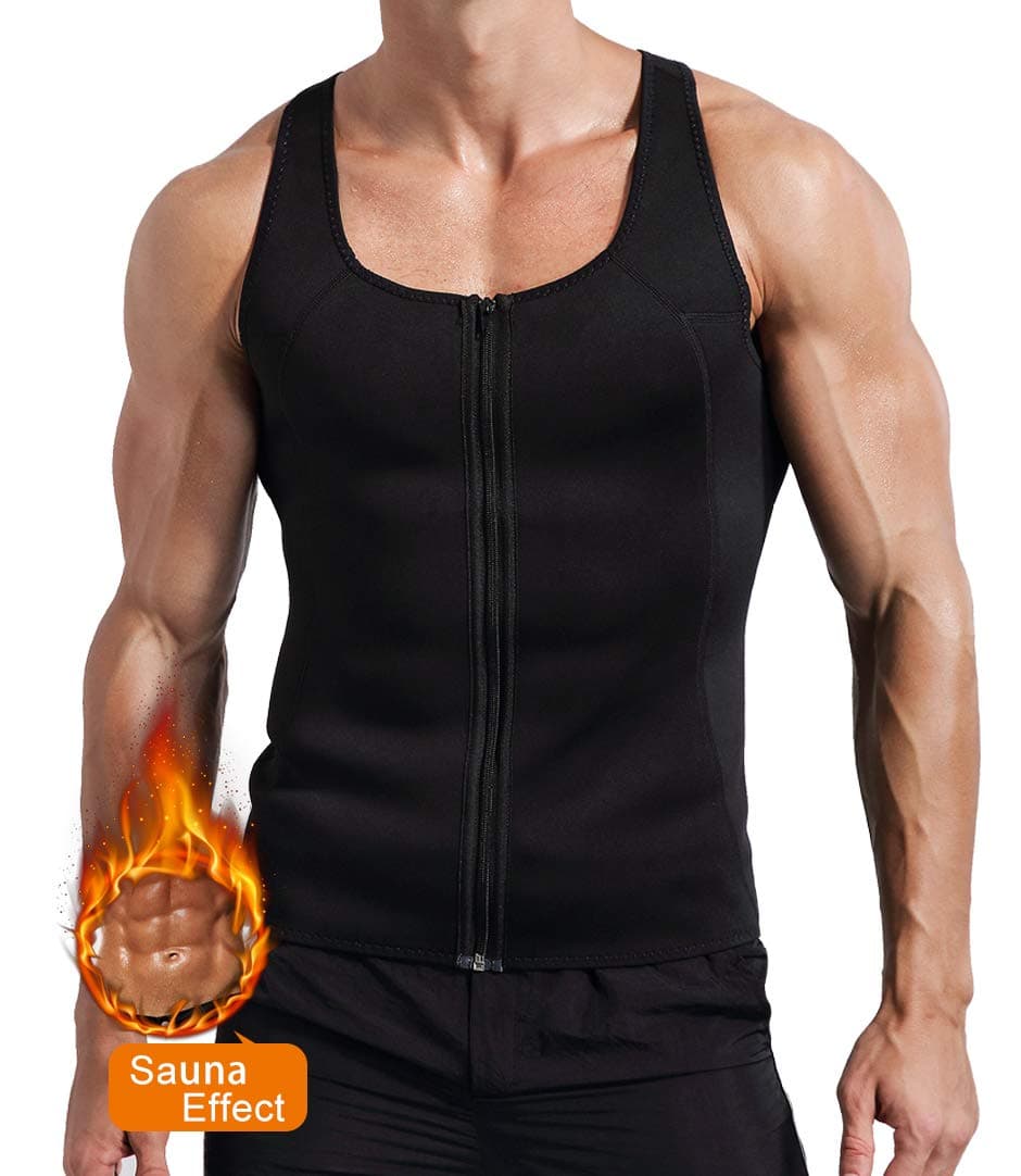 Novasoo Men's Weightloss Neoprene Sauna Vest Waist Trainer Zipper Corset Body Shaper Tank Top