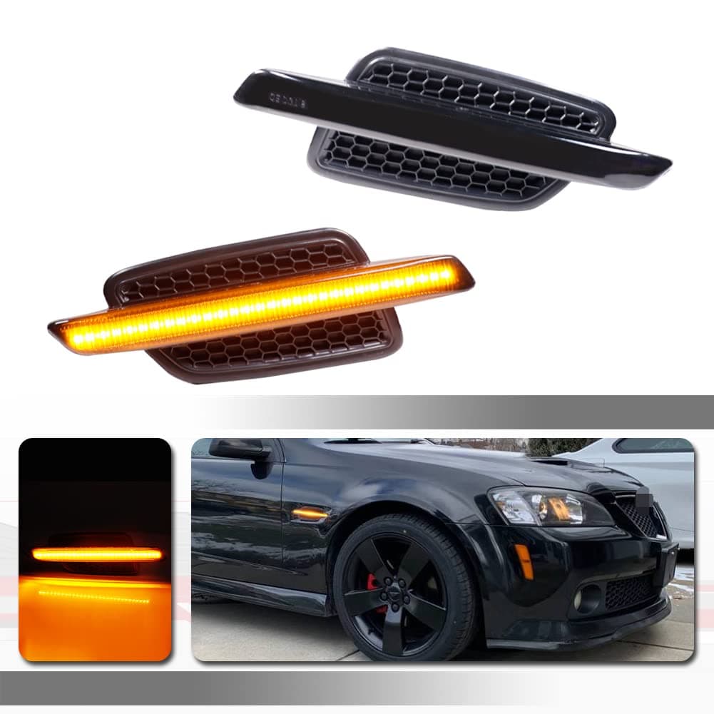 For 2008 2009 Pontiac G8 Front Fender Side Marker Lights Turn Signal Light Amber Led Smoked Lens OEM