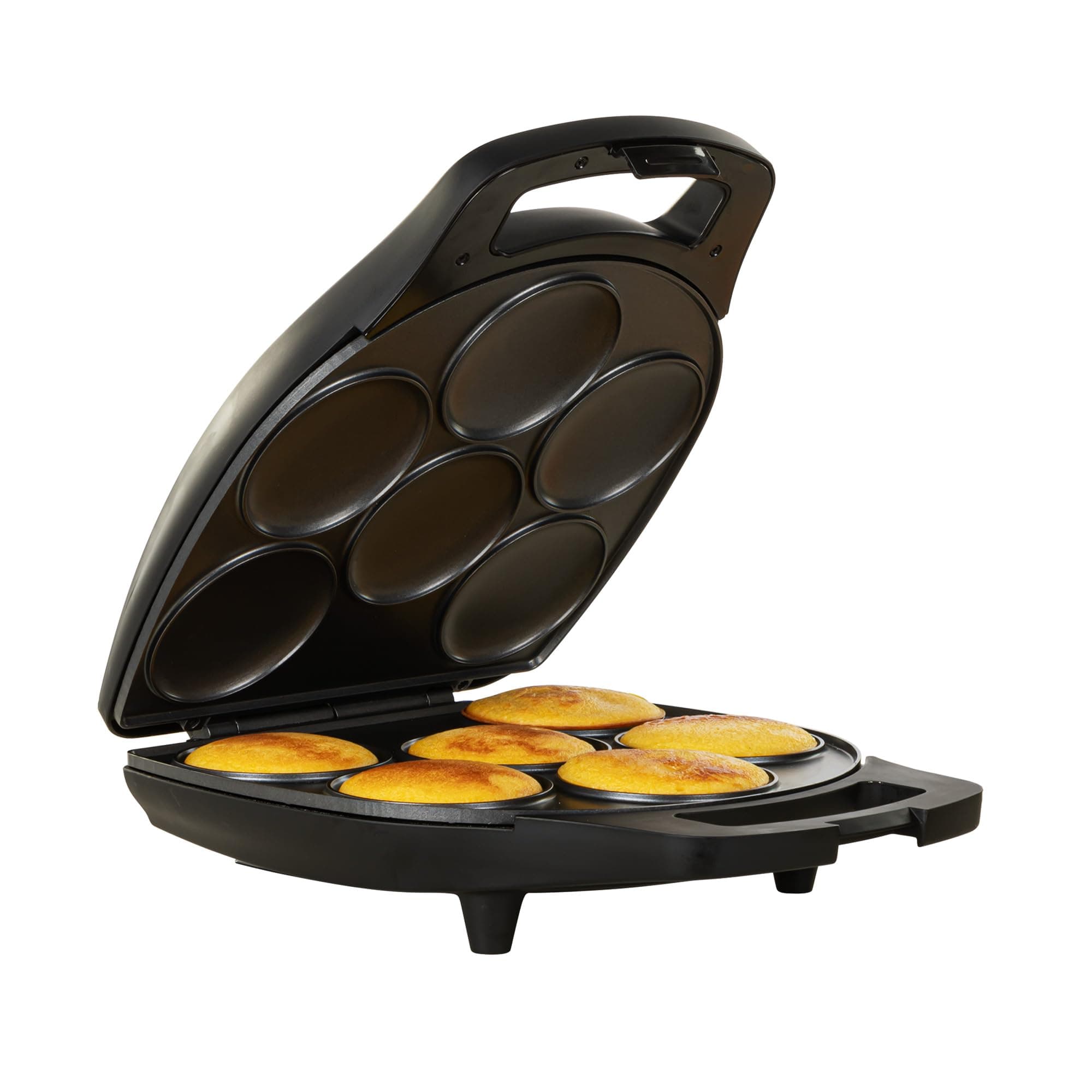 Holstein Housewares Non-Stick 6-Section Multi-Food Maker - Arepas, Mini Pancakes, Corncakes and More, 6-PC, Matte Black