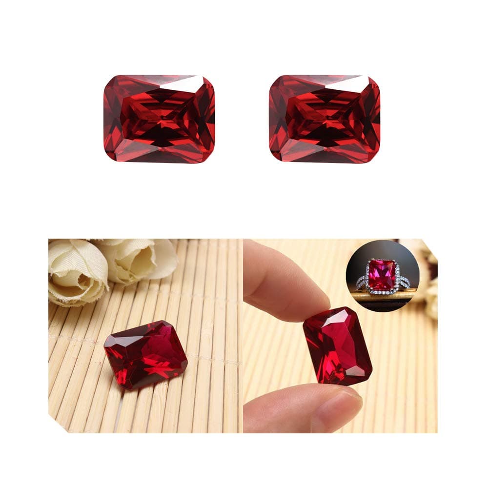 2Pcs Exquisite Plgeon Blood Red Ruby Emerald Cut Loose Gemstone Gifts