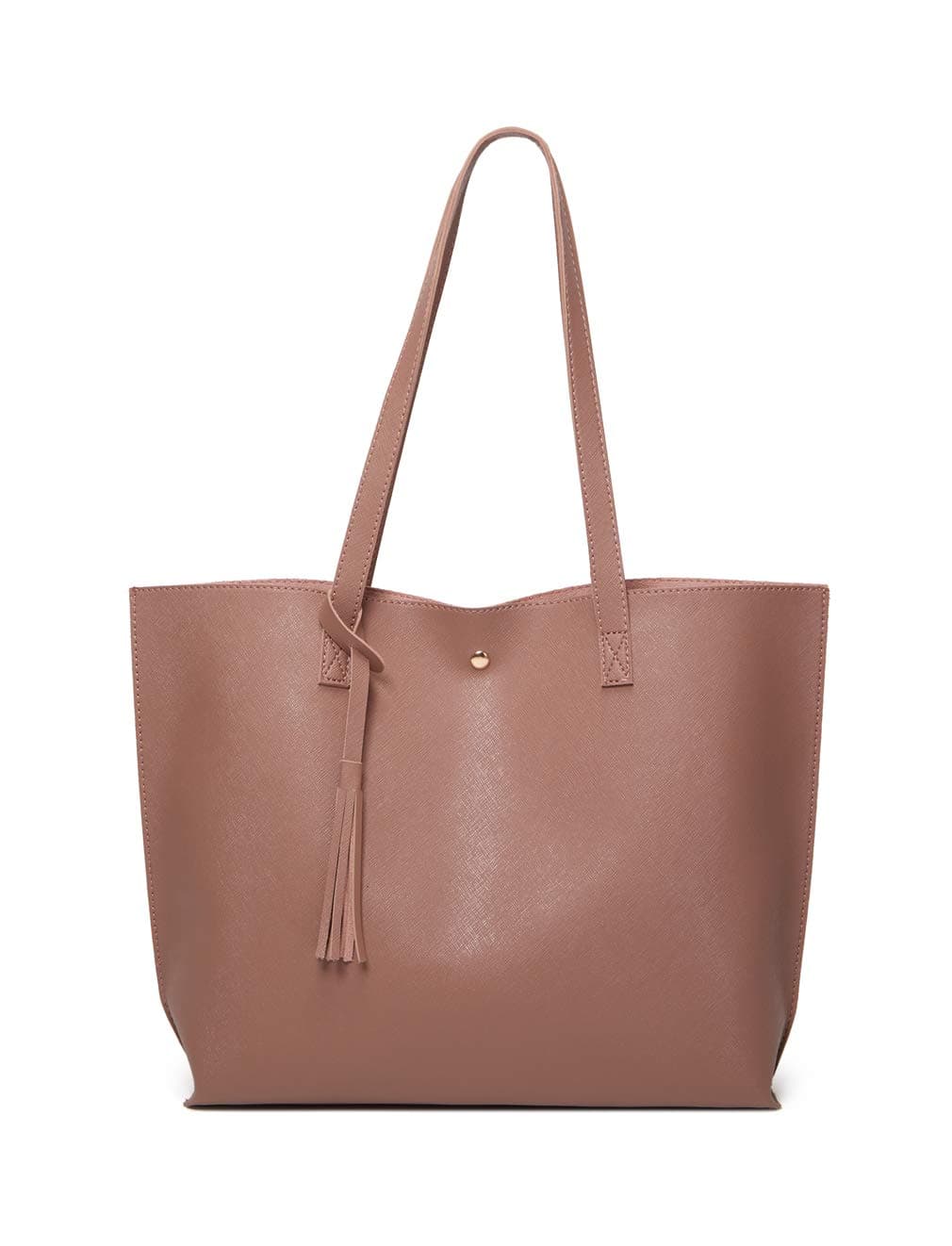 DreubeaWomen's Soft Faux Leather Tote Shoulder Bag from, Big Capacity Tassel Handbag