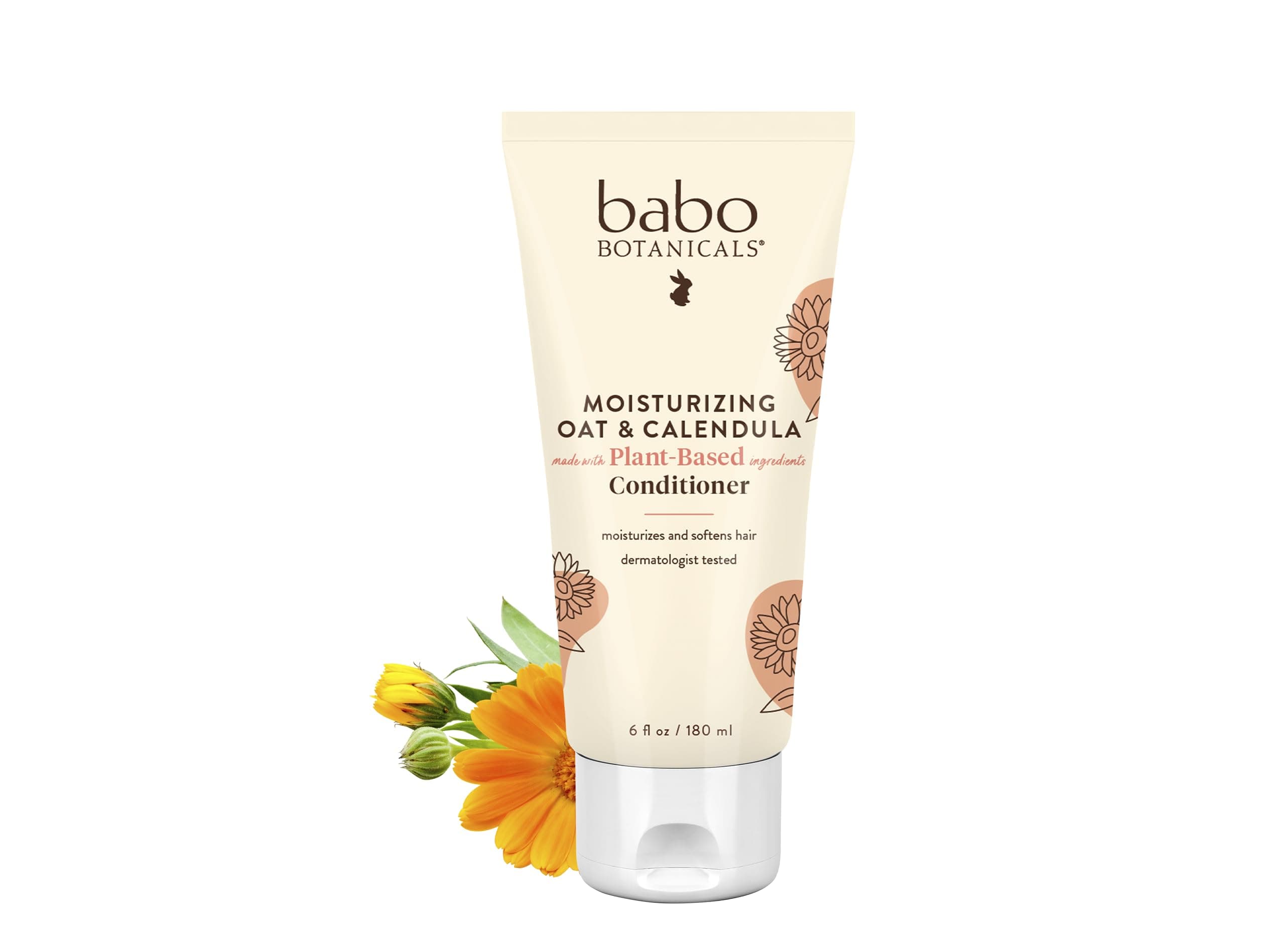 Babo Botanicals Moisturizing Oat & Calendula Conditioner – Silicone-Free, Lightly Scented Formula for Dry or Sensitive Hair – Gentle for Baby, Toddler, Kids & Family – Vegan
