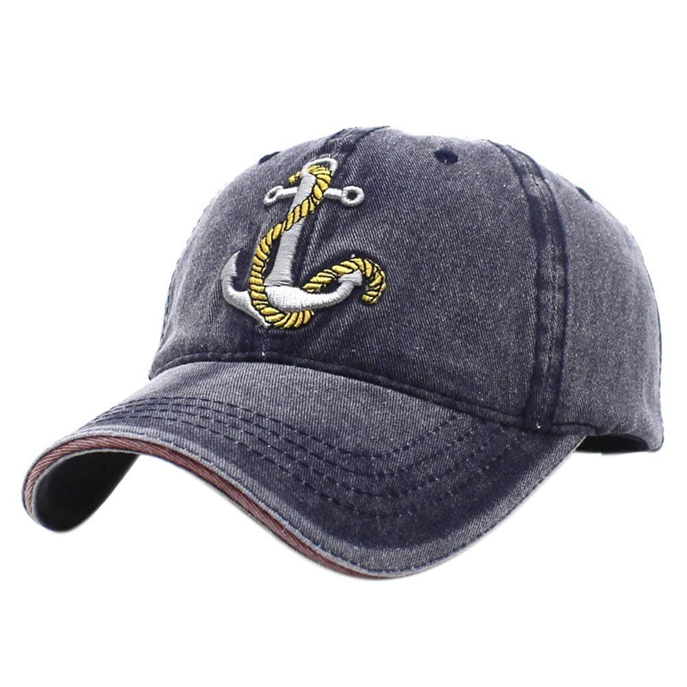 Anchor Embroidered Cotton Washed Dad Hat Distressed Retro Baseball Hat