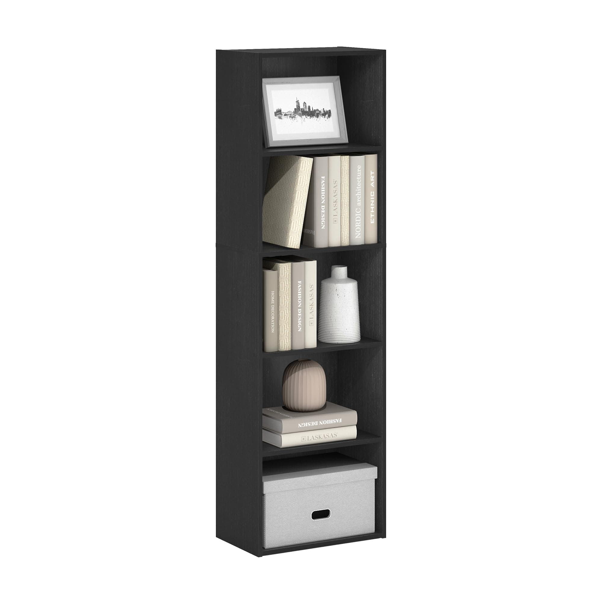 Furinno Luder Bookcase/Bookshelf/Storage Shelves, 5-Tier, Blackwood