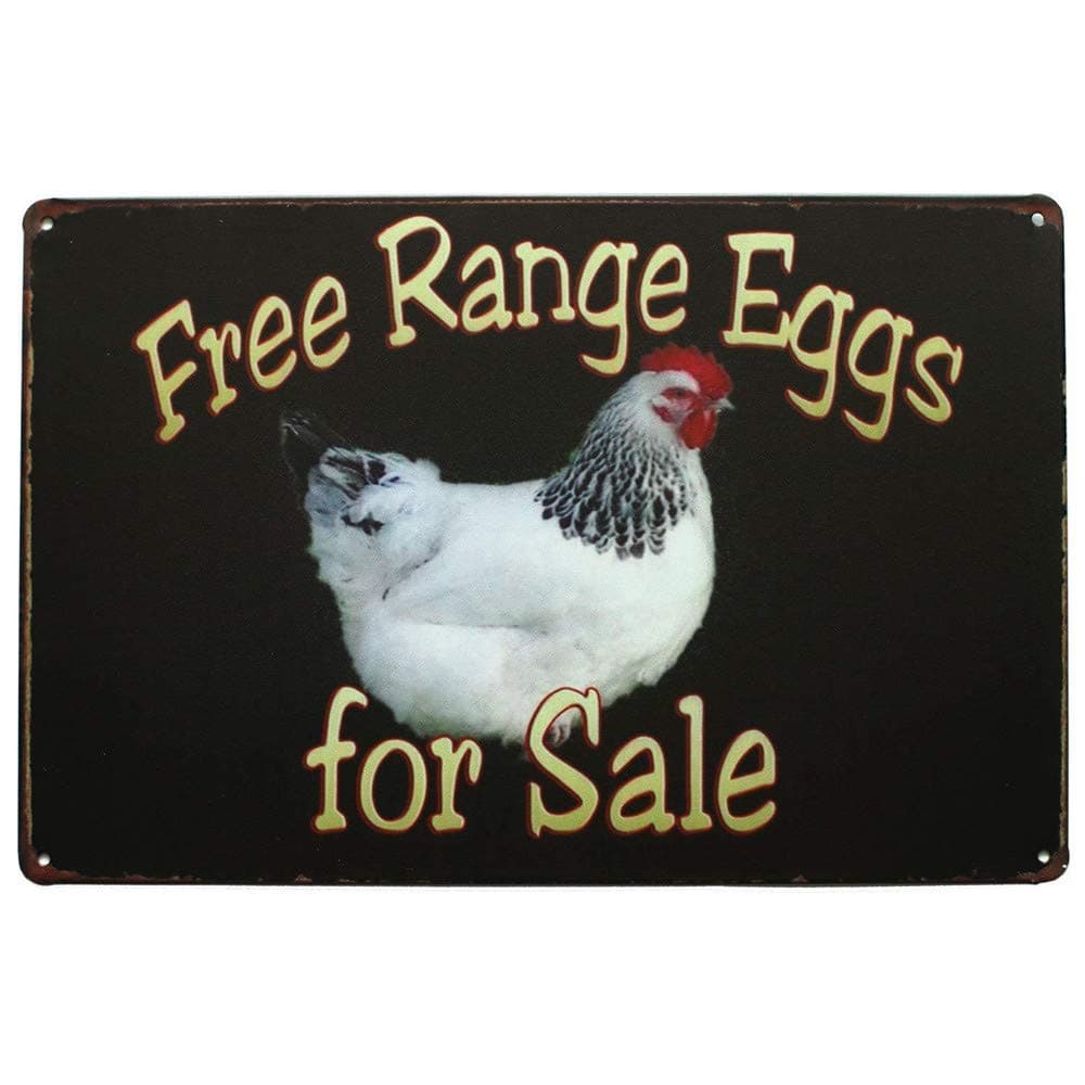Mega Farm Free Range Eggs for Sale Retro Vintage Tin Bar Sign Country Home Decor 8" x 12"