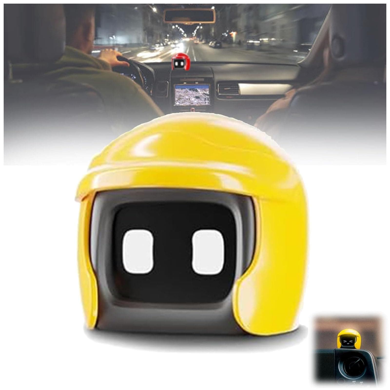 Poki Car Robot Driving Buddy - Interactive Dashboard Helmet Partner for Car