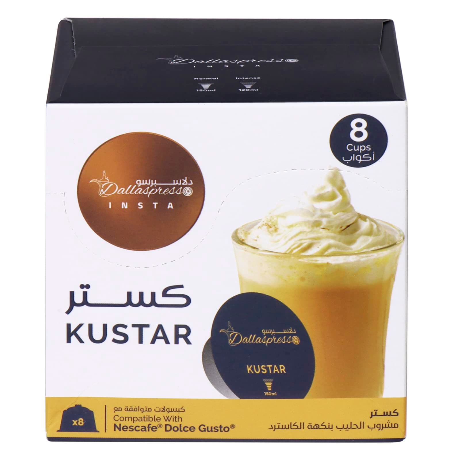 Dallaspresso KUSTAR, Dolce Gusto Compatible Latte Capsules, Custard lattee Capsules, 8 Capsules