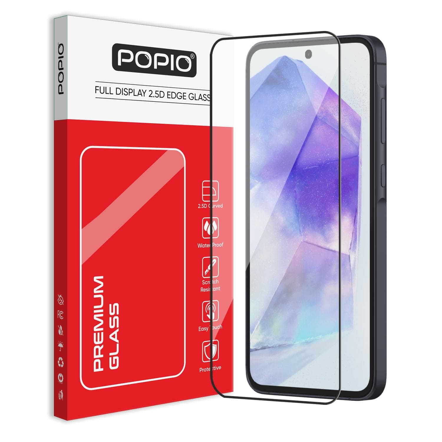 - POPIO Military-Grade Gorilla Tempered Glass For Samsung Galaxy A35 / A55 / M35 | 9H Hardness, Edge-to-Edge, Bubble-Free