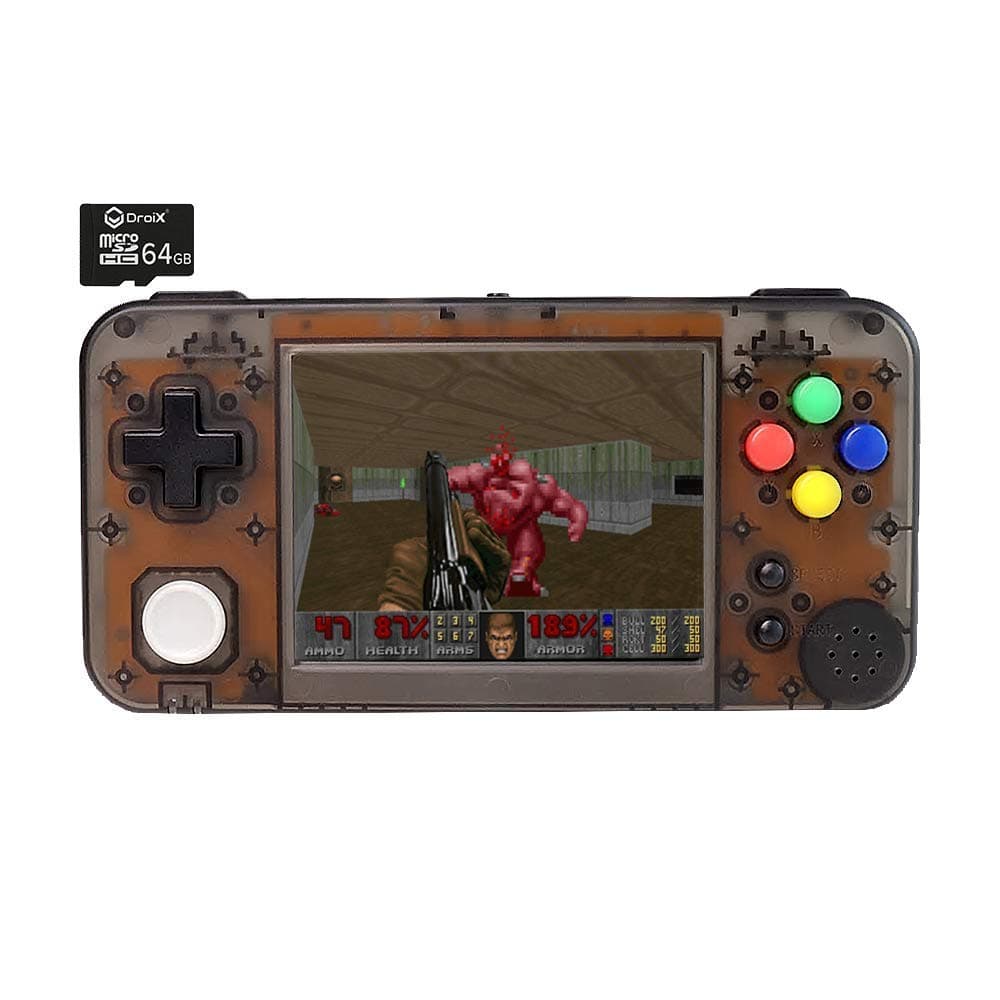 Game Kiddy 350H GKD350H Black Transparent Portable Retro Gaming Handheld Console ; Dual-Core CPU Up-To 1.5Ghz, 3.5" IPS Display, OpenDinguX OS [GKD350H-BLACK-T]
