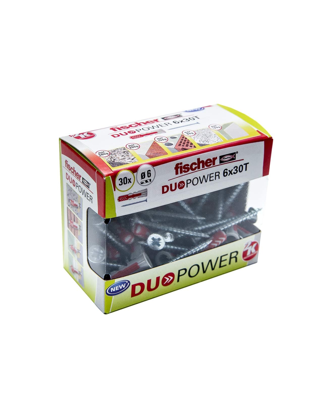 Fischer - DuoPower 6x30 T Plug (Box of 30 Plugs + 30 Screws), 536390
