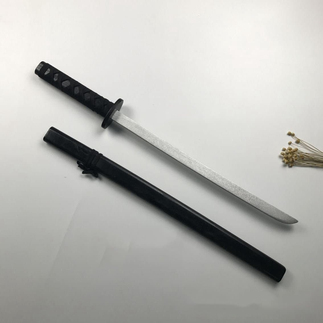 Sunny Hill Japan Samurai Wood Sword Toy Show Prop Katana Child Play PK Fencing Toy (Black 29.5 inch)