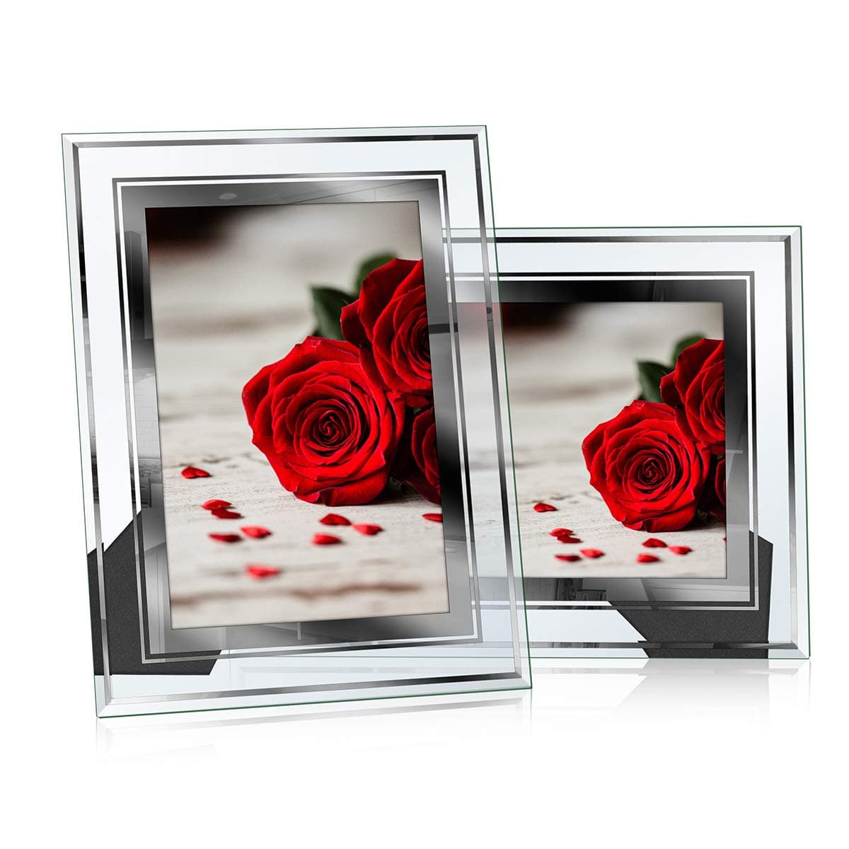 NUOLAN 5x7 Glass Picture Frame Tabletop Mirror Photo Frames 5 by 7 for Home Office Business, Set of 2
