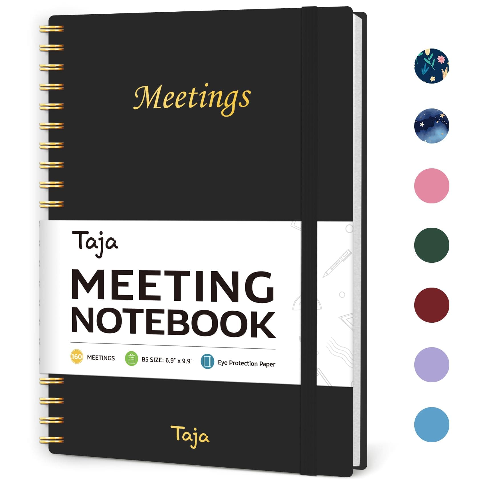 Meeting Notebook for Work Organization - Work Planner Notebook with Action Items, Agenda Planner for Note Taking, 160 Pages (6.9" X 9.9") Project Organizer for Men & Women - Black 1