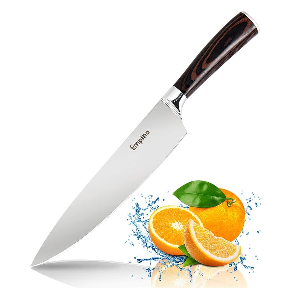 8-inch Chef Knife – Sharp Kitchen Knife with Japanese High Carbon Stainless Steel – Well-Balanced Chopping Knife with Ergonomic Pakka Wood Handle - Multipurpose Cooking Knife