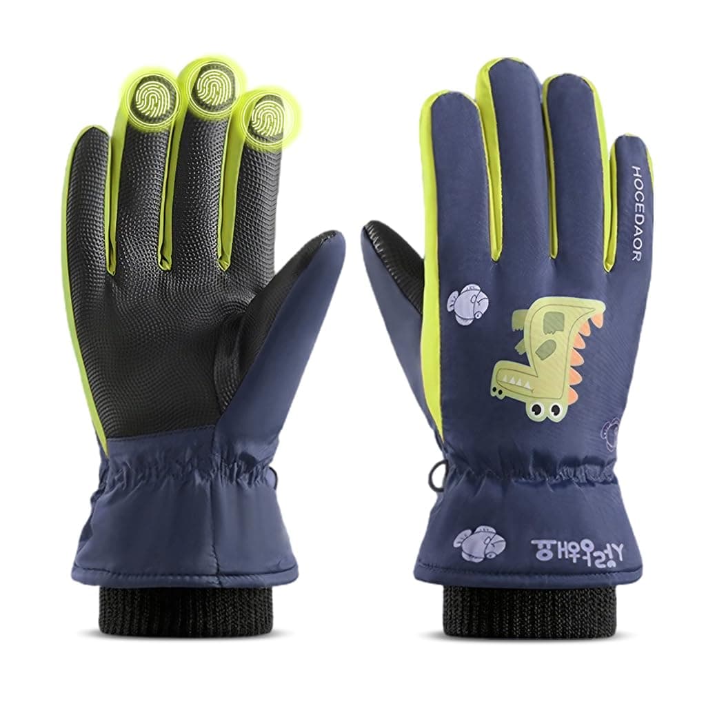 PATPAT® Winter Gloves for Kids Warm Ski Gloves Thicken Warm Fleece Lining Waterproof Winter Gloves for Kids 8-12 Years Old Cartoon Outdoor Warm Gloves for Boys & Girls