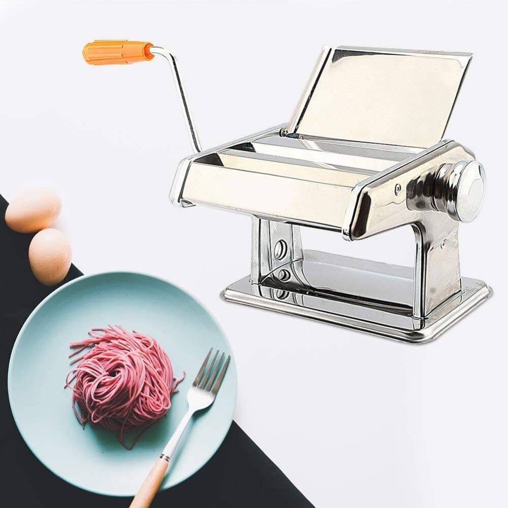 3 in 1 Stainless Steel Pasta Maker Noodle Making Dough Roller Cutter Machine Hand Crank and Clamp for Spaghetti and Lasagna Tagliatelle Fettuccine