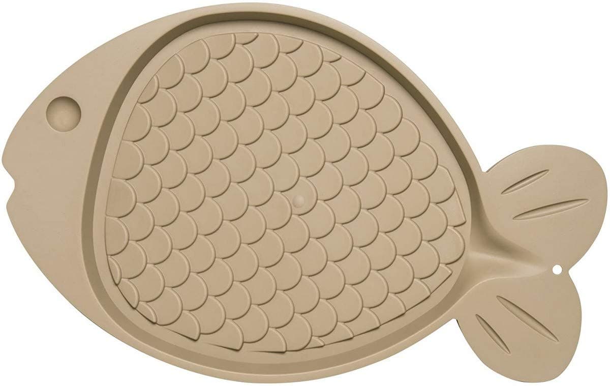 Bella Bowl Bella Fish Mat - Veterinarian Recommended Stainless Steel Feeding Bowl - The Rubber Base Helps Prevent Spills And Reduces Noise - Large, Beige/Tan