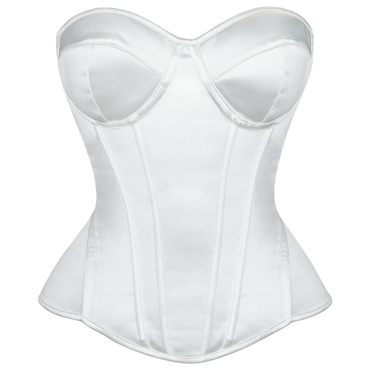 Satin Corset Tops for Women Strapless Bustier Sweetheart Neckline Boned Bodice Bridal Lingerie Party Clubwear
