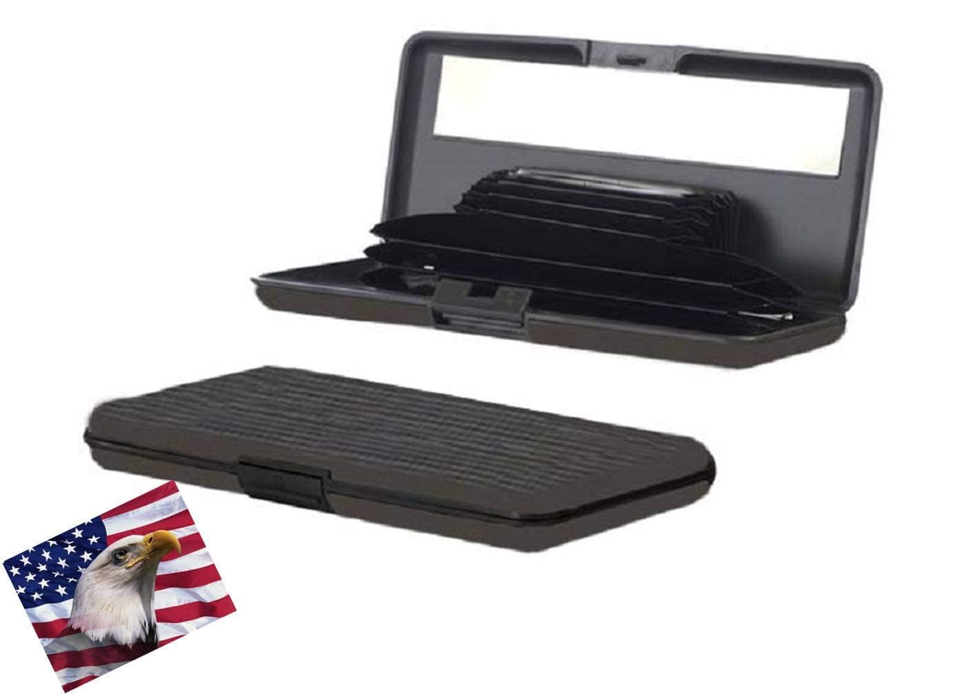 iLett. Aluminum Wallet X-Large, Gray, Resistant, Credit Card Hollder with RFID Block, with Mirror, 7 Pockets. Ultra Slim, Portable, for Travel