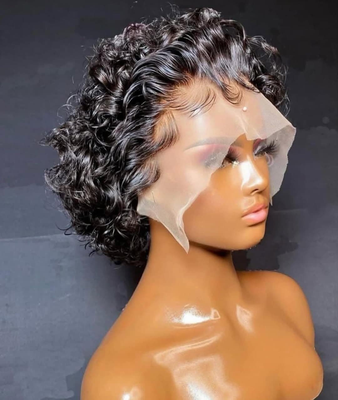 Short Curly Pixie Cut Lace Front Wigs 6 inch, 13X1 Human Hair HD Lace Front Wigs Plucked for Black Women 6 Inch, Natural Black