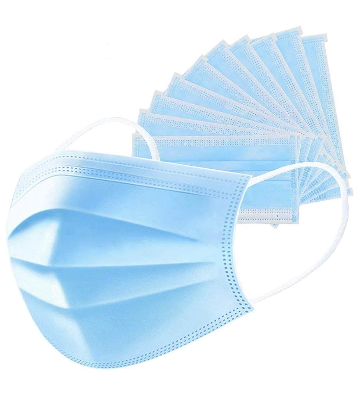 dongprom 20pcs Disposable Face Masks, 3-ply Face Masks Protective for Smoke, 1count